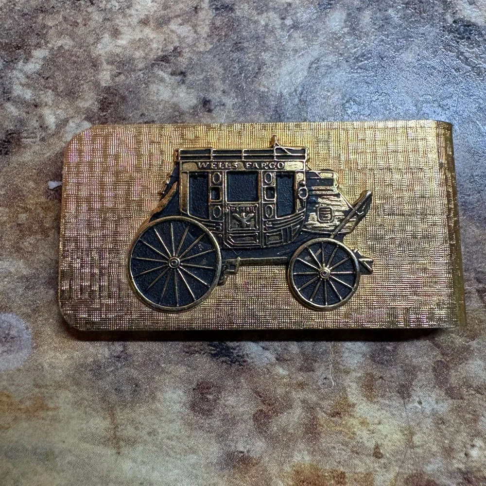 Gold Vintage Wells Fargo Money Clip